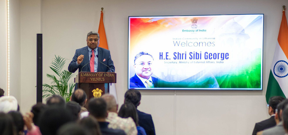 Secretary (West) Amb. Sibi George met and interacted with the Indian diaspora in Lithuania.